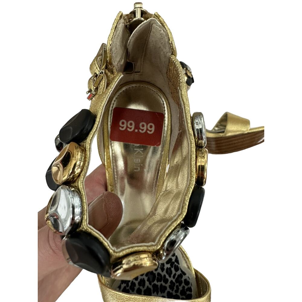 Calvin‎ Klein Good Jeweled Heels Womens Size 6 and Half Zip Close - Picture 8 of 10
